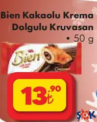 BİEN KAKAOLU KREMA DOLGULU KRUVASAN 50 G fiyat ve kampanya bilgisi